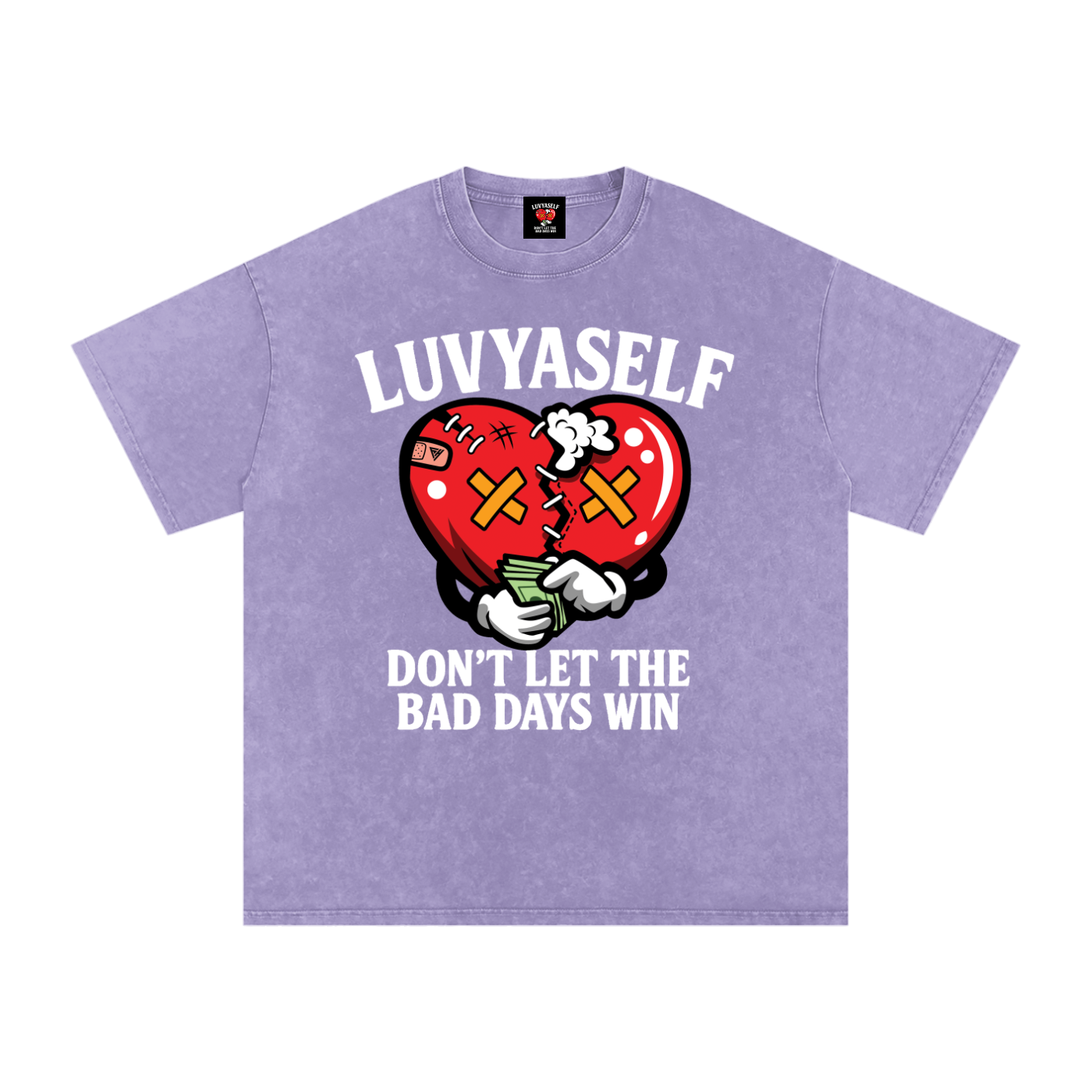 “Don’t Let the Bad Days Win” Snow Wash Oversize Cotton T-Shirt – 250 GSM / 7.4 0z