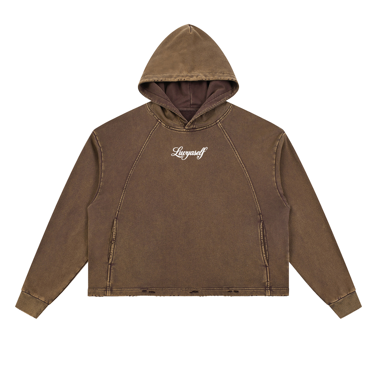 Vintage Washed Frayed-Hem Hoodie
