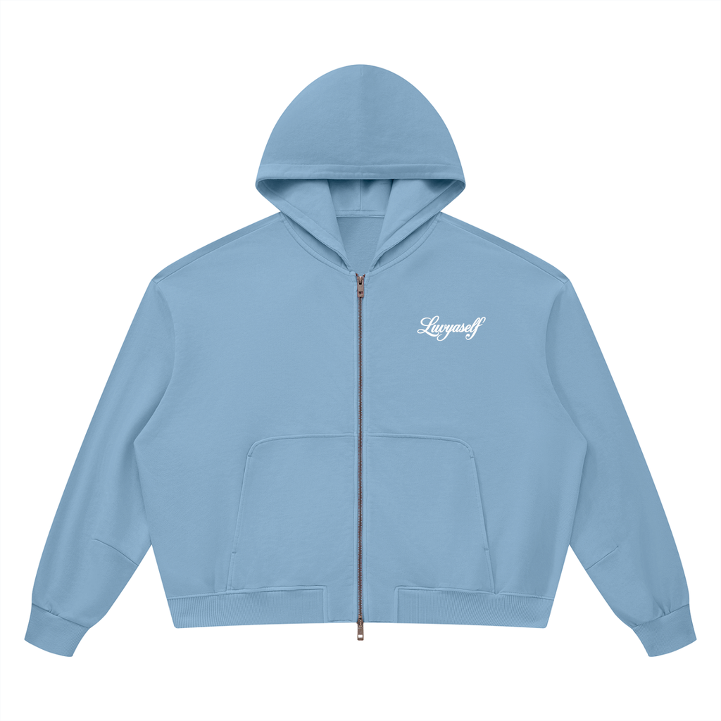 Unisex Vintage Wash Boxy Full Zip Hoodie