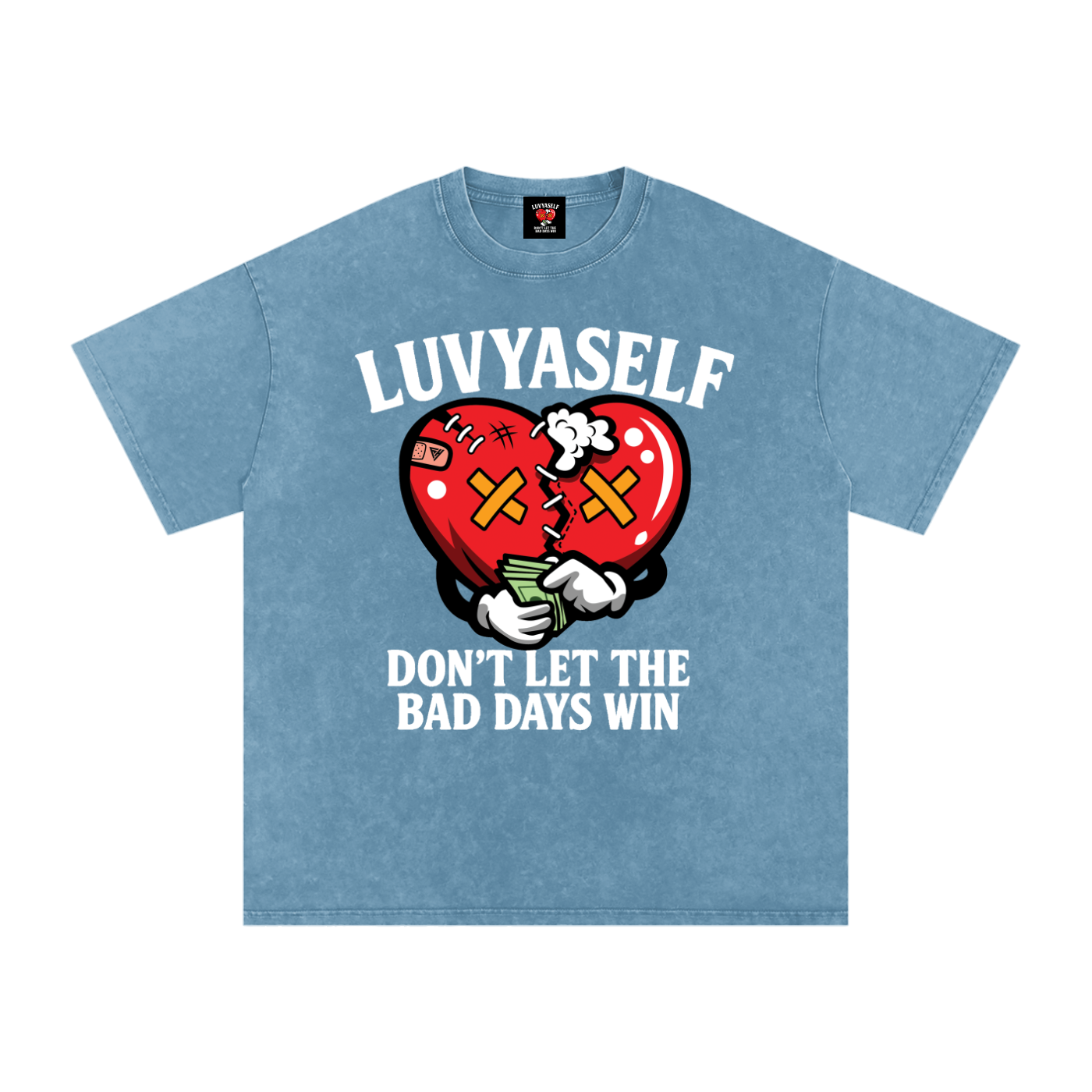 “Don’t Let the Bad Days Win” Snow Wash Oversize Cotton T-Shirt – 250 GSM / 7.4 0z