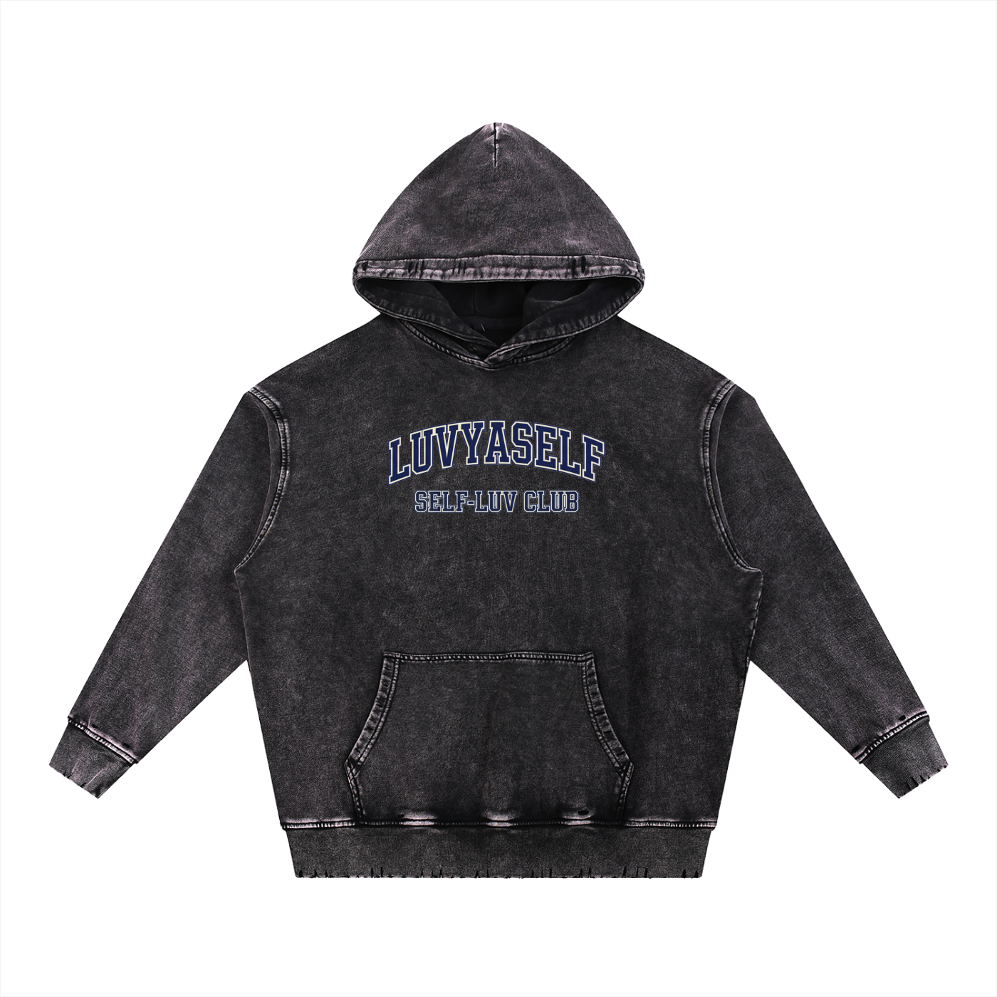 LUVYASELF - Snow Wash Hand-Frayed Heavyweight  Hoodie