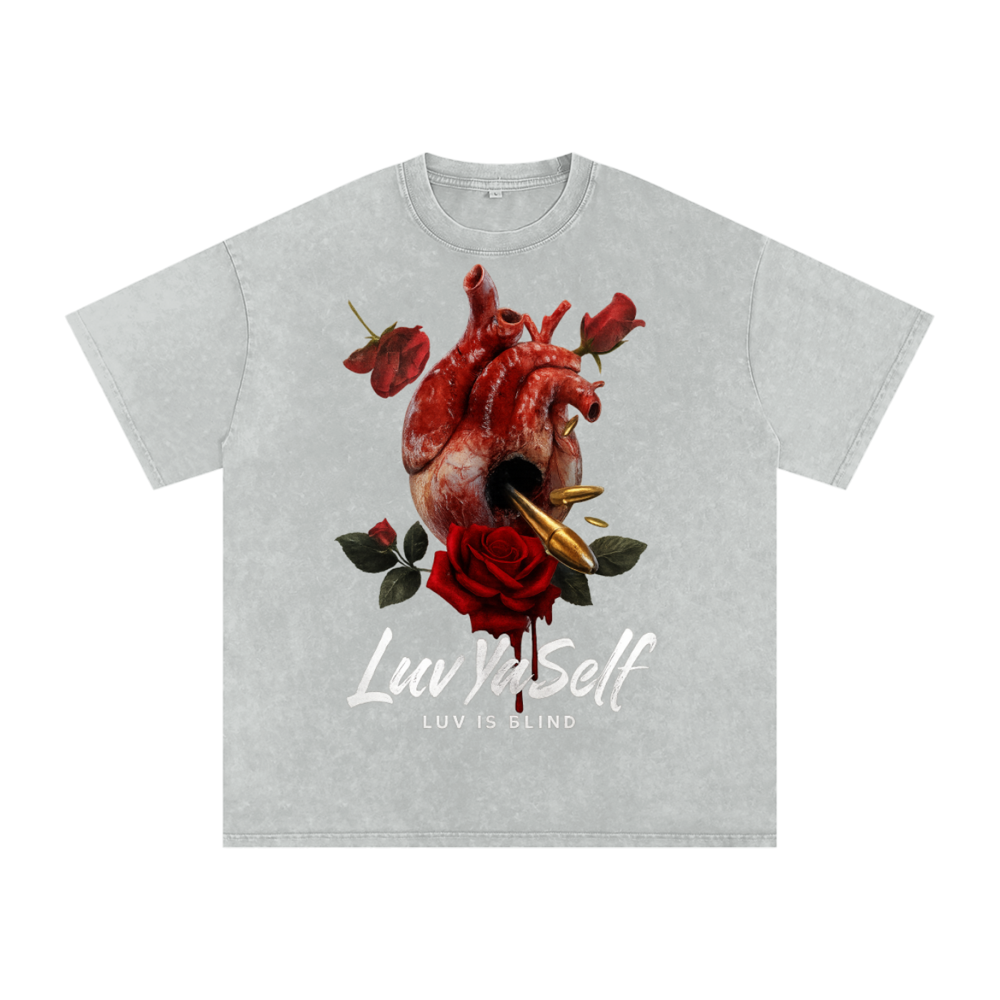 Luv is Blind Snow Washed Oversized Cotton T-Shirt