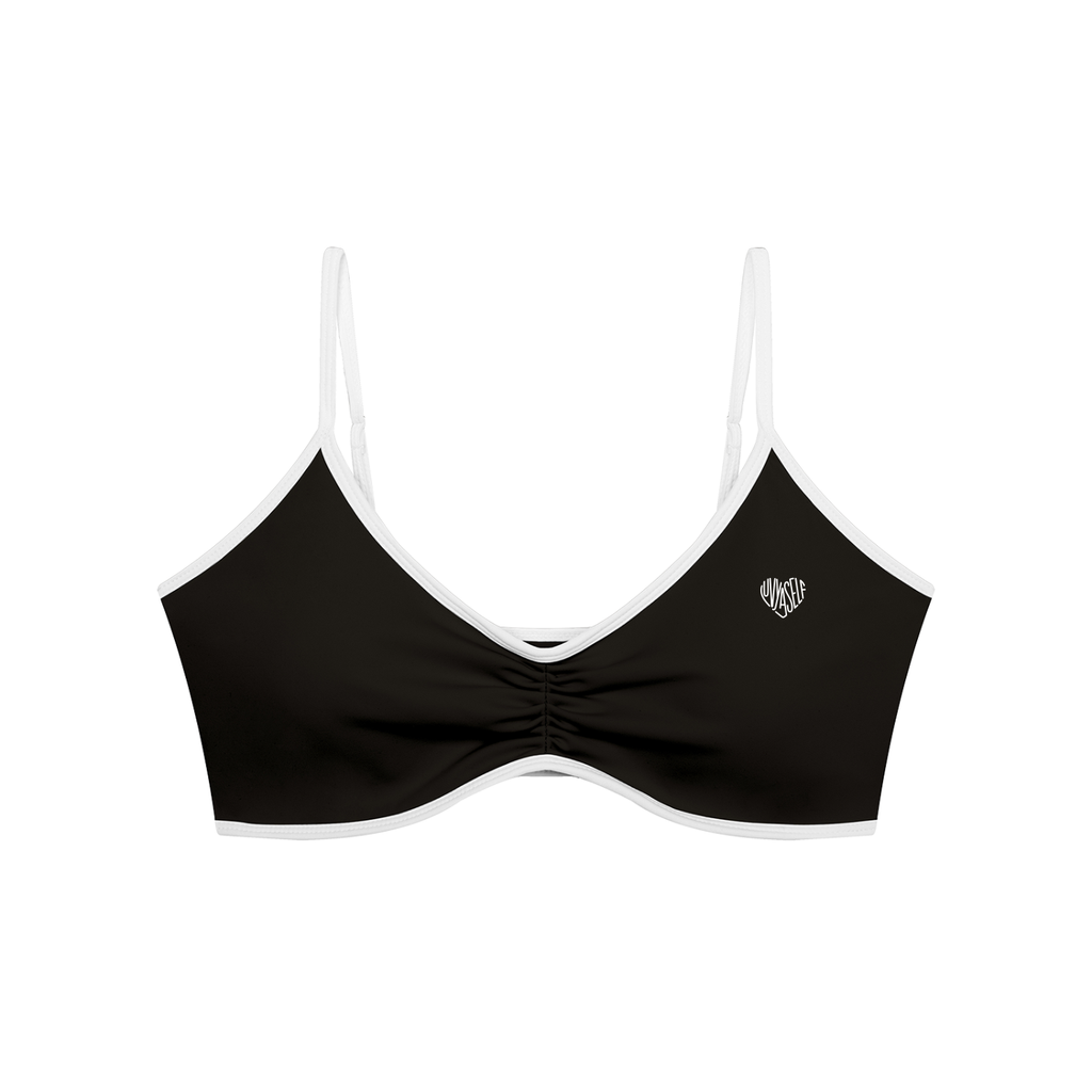 Women's Color Block Ruched V-Neck Sports Bra