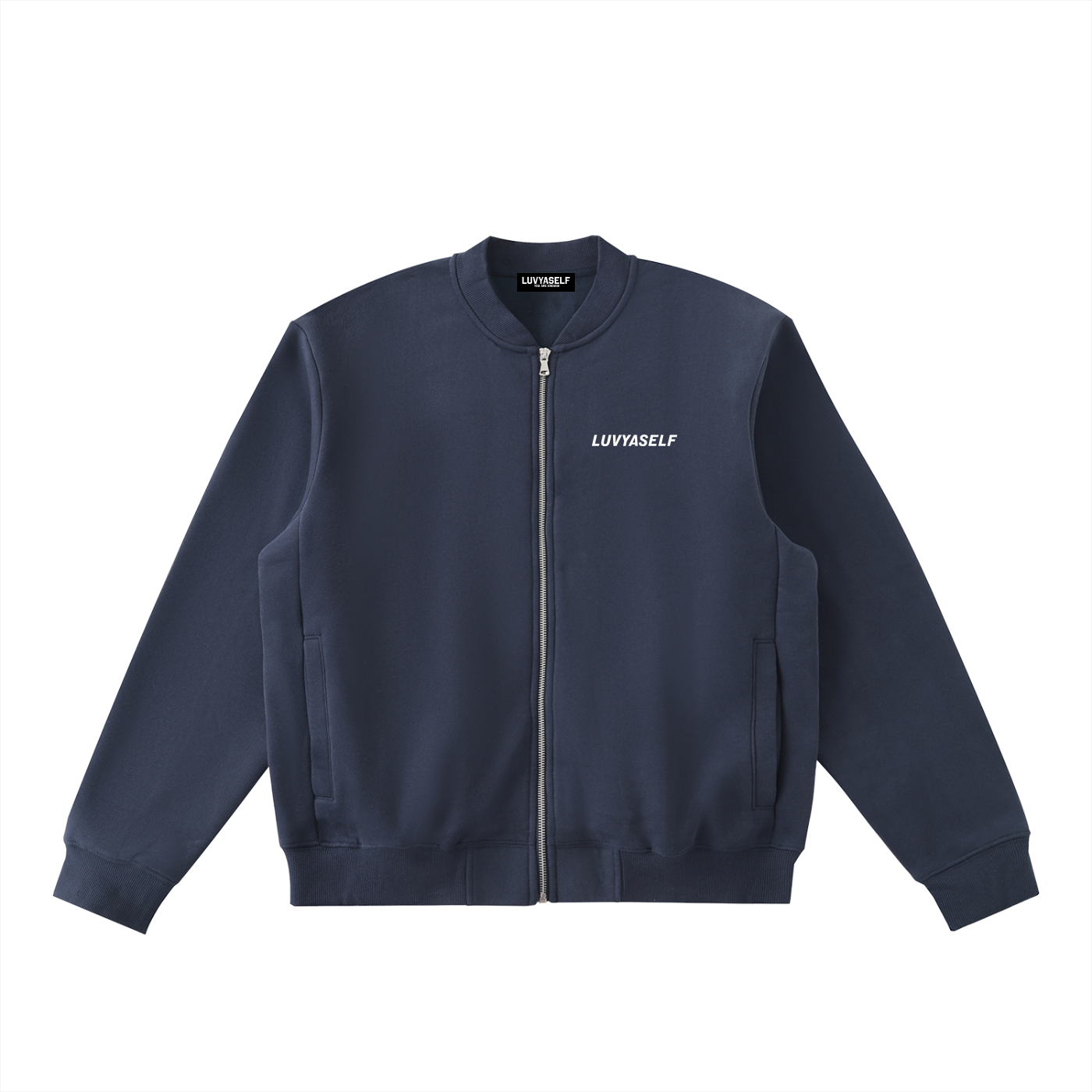 LUVYASELF - Essential Zip-Up Fleeced Varsity Jacket