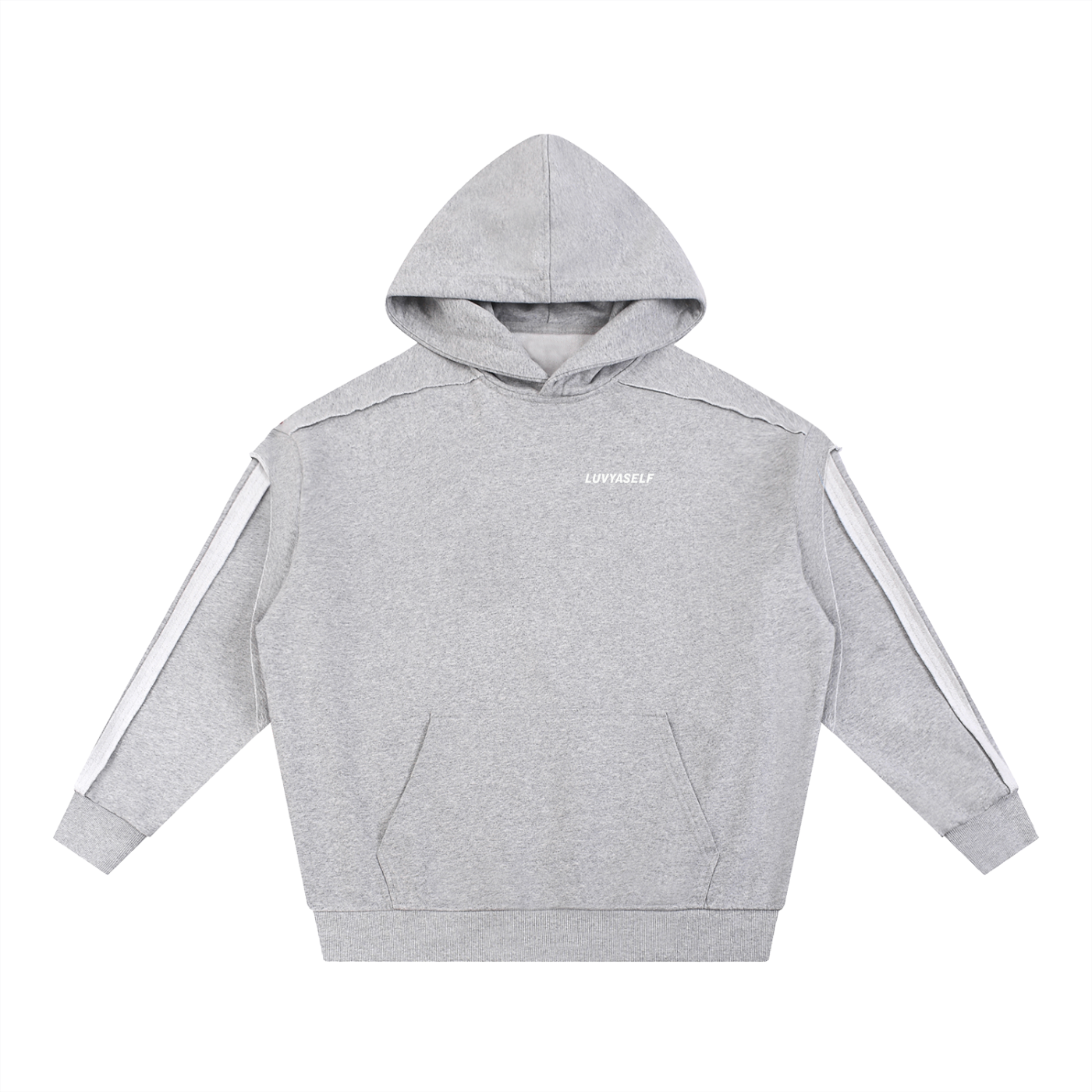 LUVYASELF - Contrast Tape Raw Edge Double Layered Hoodie