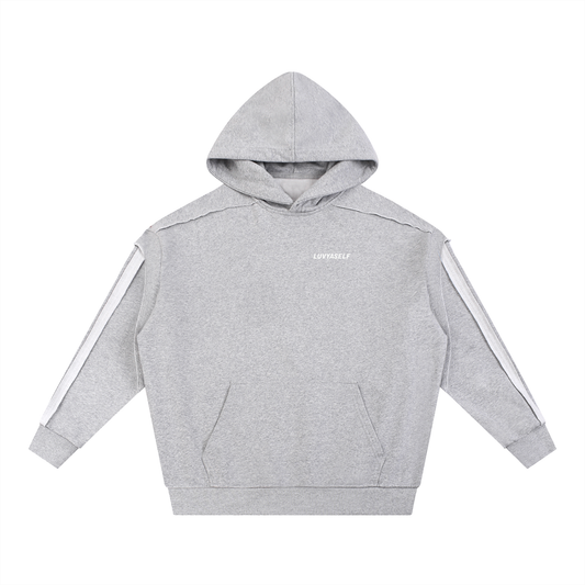 LUVYASELF - Contrast Tape Raw Edge Double Layered Hoodie