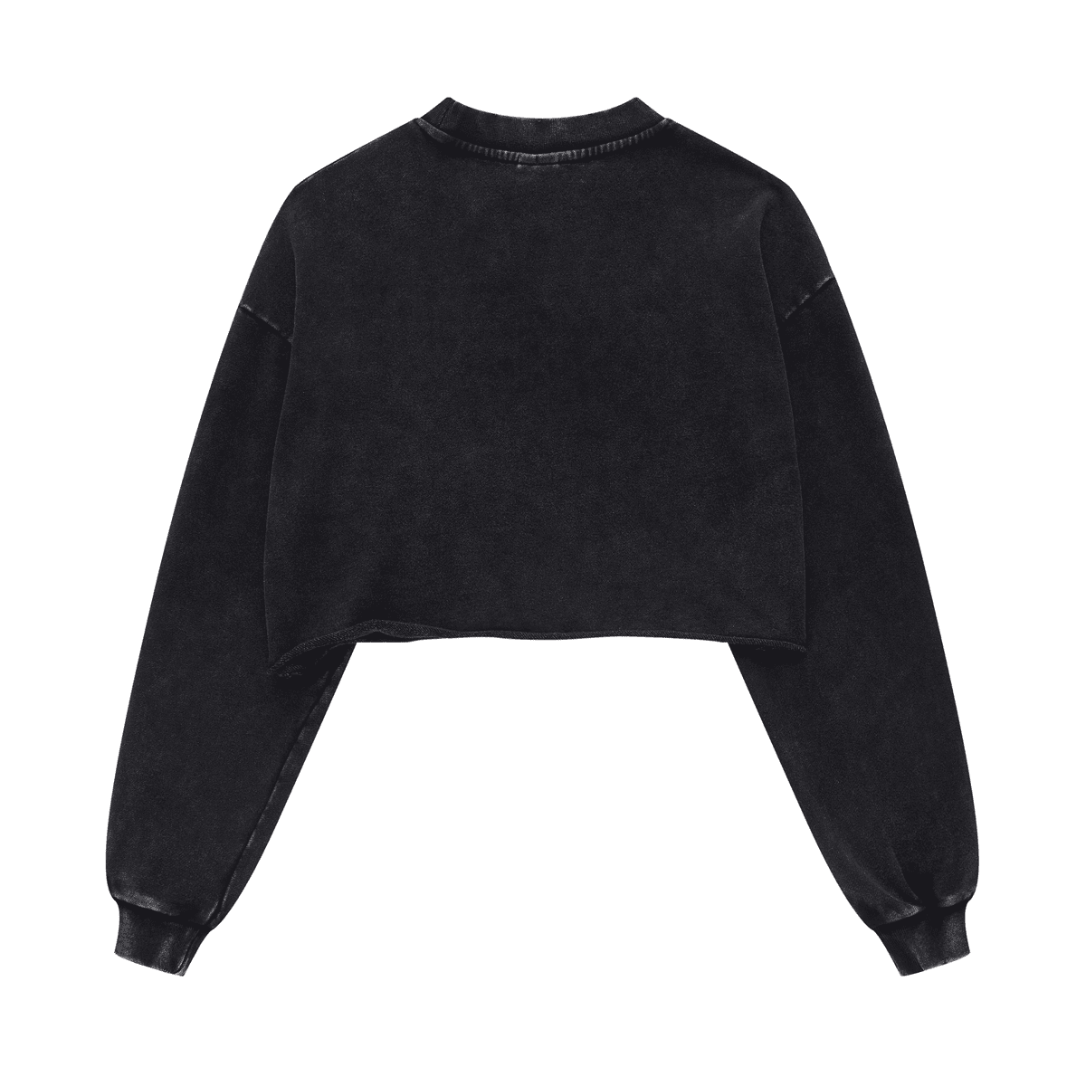 LUVYASELF - Washed Raw-Edge Cropped Crew Neck Sweatshirt（380GSM）