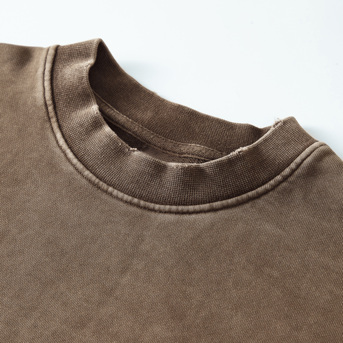 LUVYASELF - Washed Raw-Edge Cropped Crew Neck Sweatshirt（380GSM）