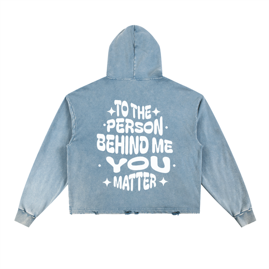 LUVYASELF - YOU MATTER - Vintage Washed Frayed-Hem Hoodie