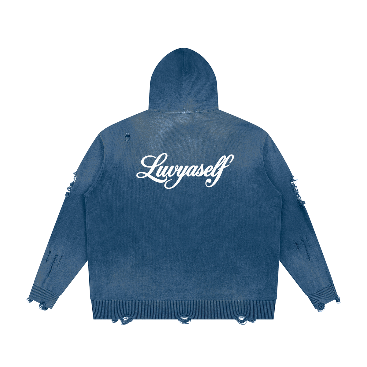 Unisex Distressed Full Zip Sweater