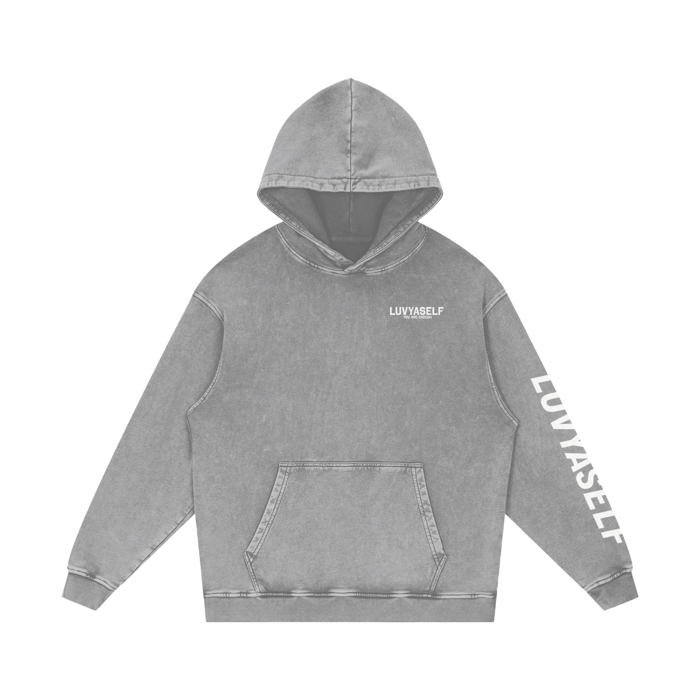 LUVYASELF - Snow Washed Loose Cotton Hoodie