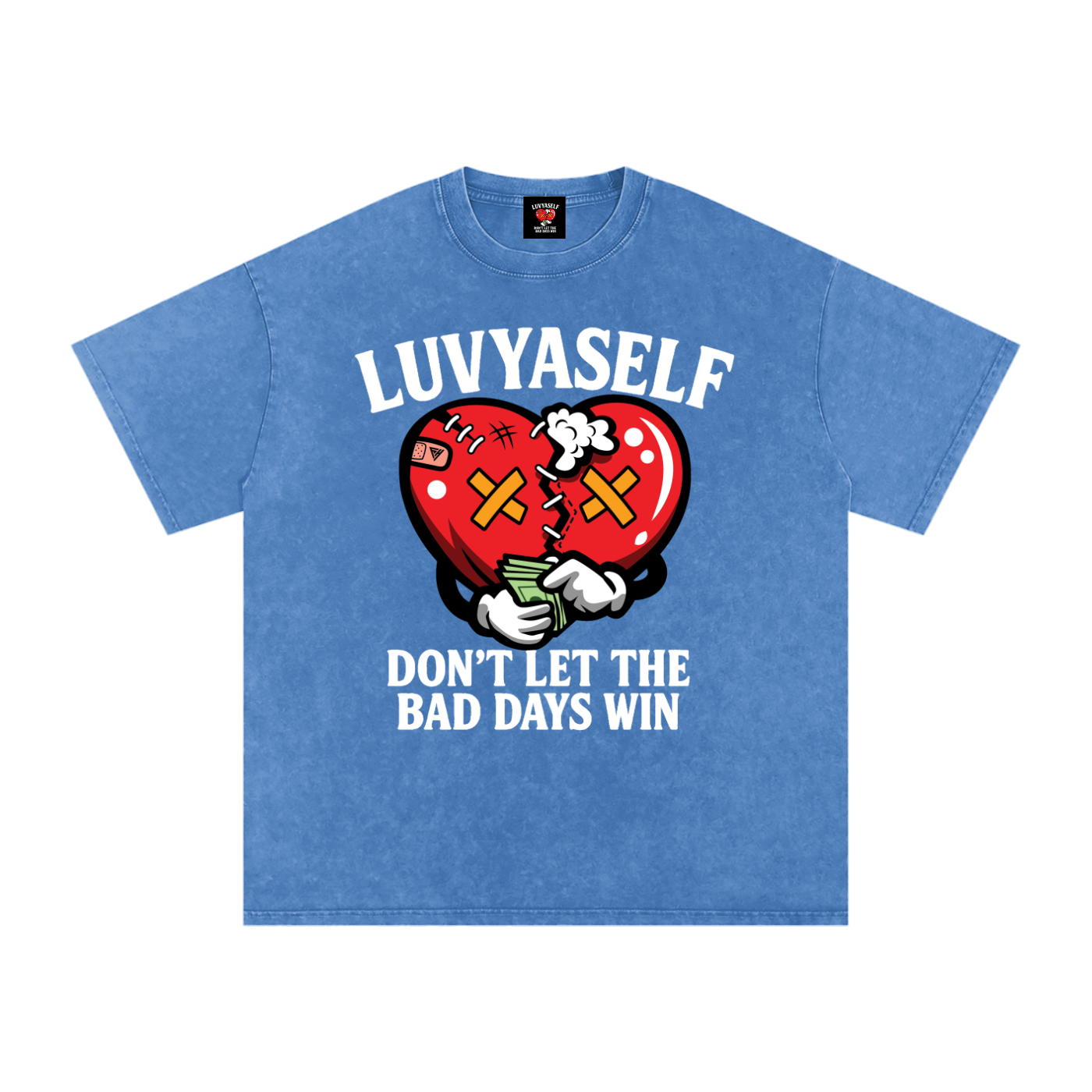 “Don’t Let the Bad Days Win” Snow Wash Oversize Cotton T-Shirt – 250 GSM / 7.4 0z