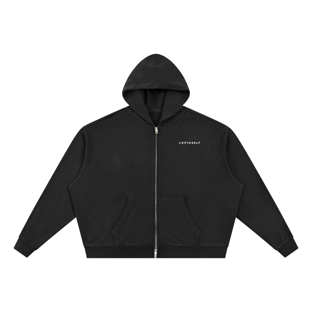 Unisex Vintage Wash Full Zip Boxy Hoodie