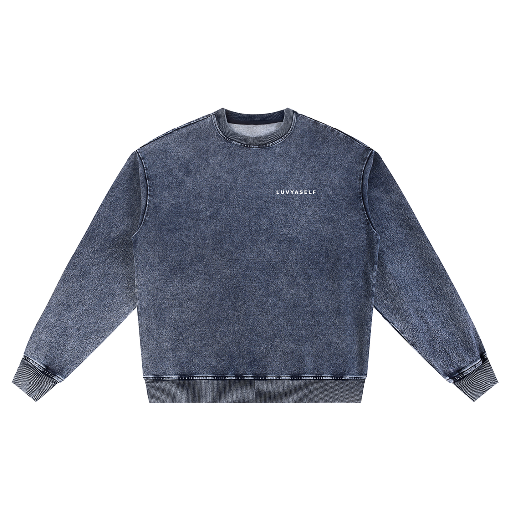 Uniform Snow Wash Oversized Crewneck Sweatshirt