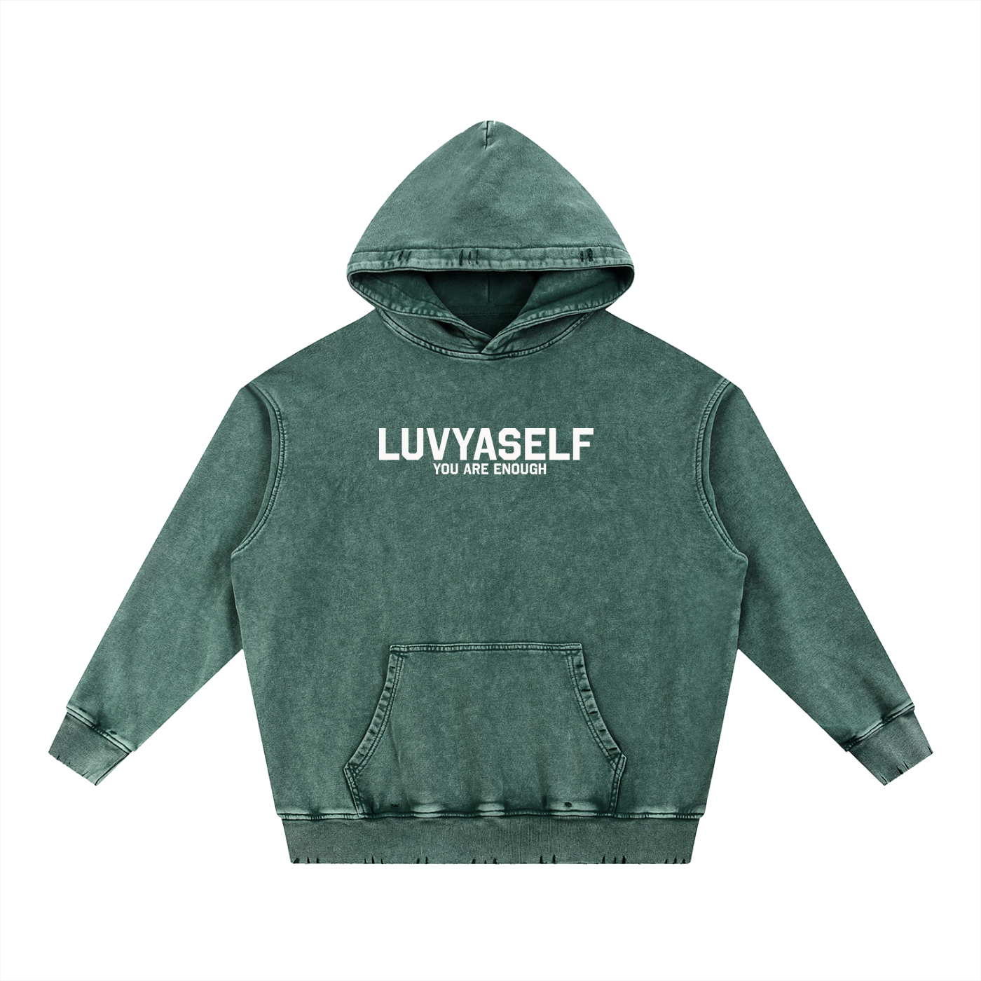 LUVYASELF Snow Wash Hand-Frayed Heavyweight  Hoodie