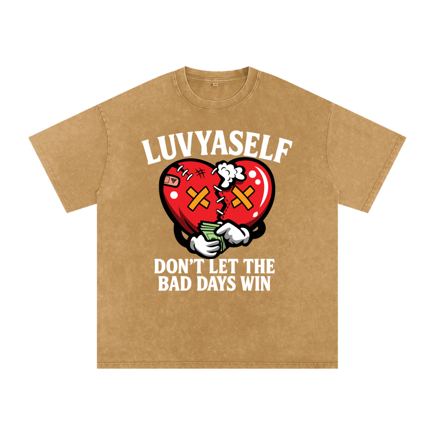 “Don’t Let the Bad Days Win” Snow Wash Oversize Cotton T-Shirt – 250 GSM / 7.4 0z