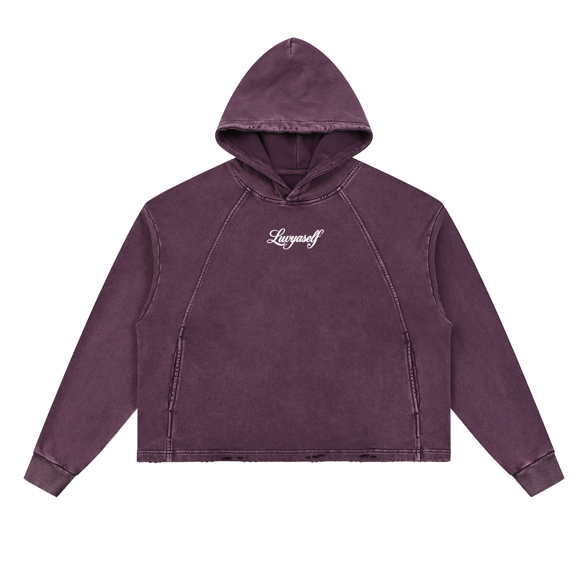 Vintage Washed Frayed-Hem Hoodie