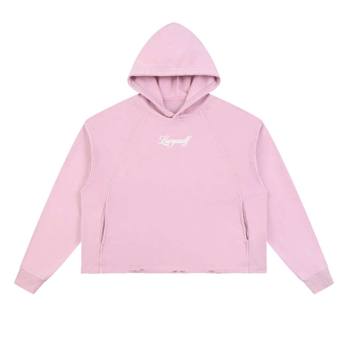 Vintage Washed Frayed-Hem Hoodie