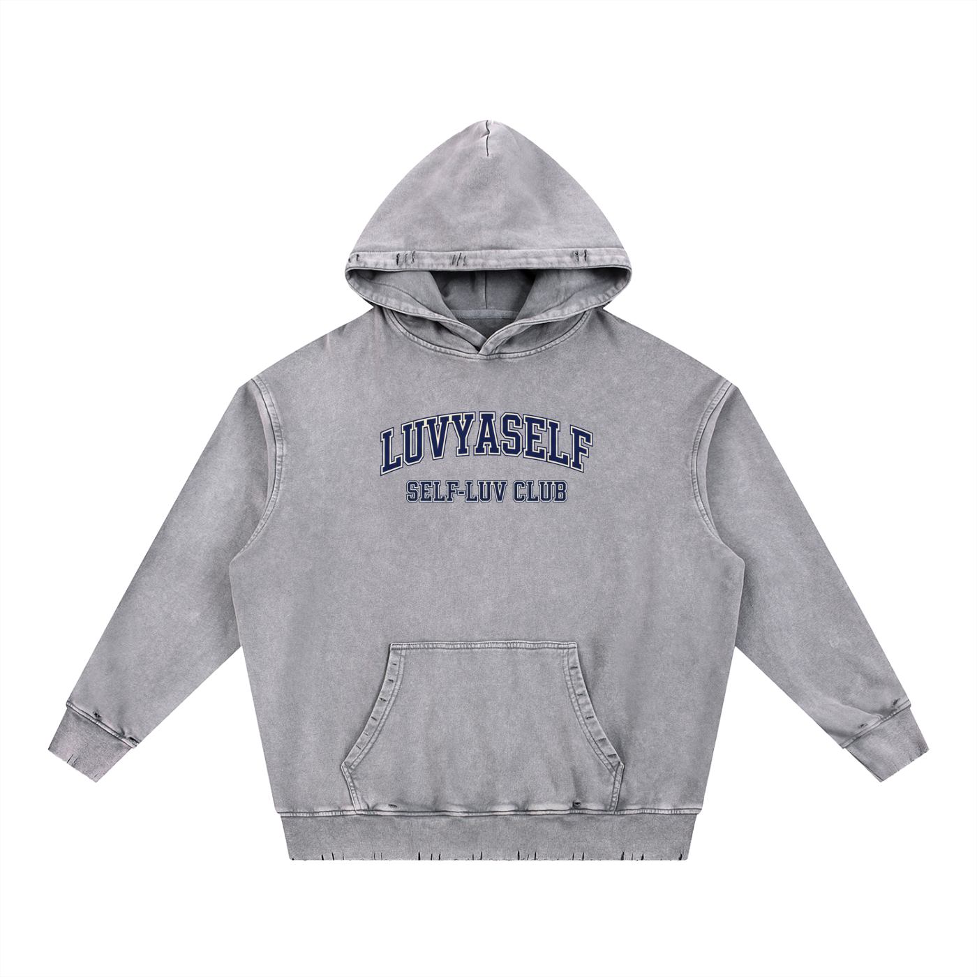 LUVYASELF - Snow Wash Hand-Frayed Heavyweight  Hoodie
