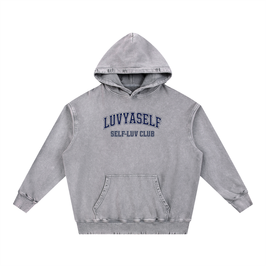 LUVYASELF - Snow Wash Hand-Frayed Heavyweight  Hoodie