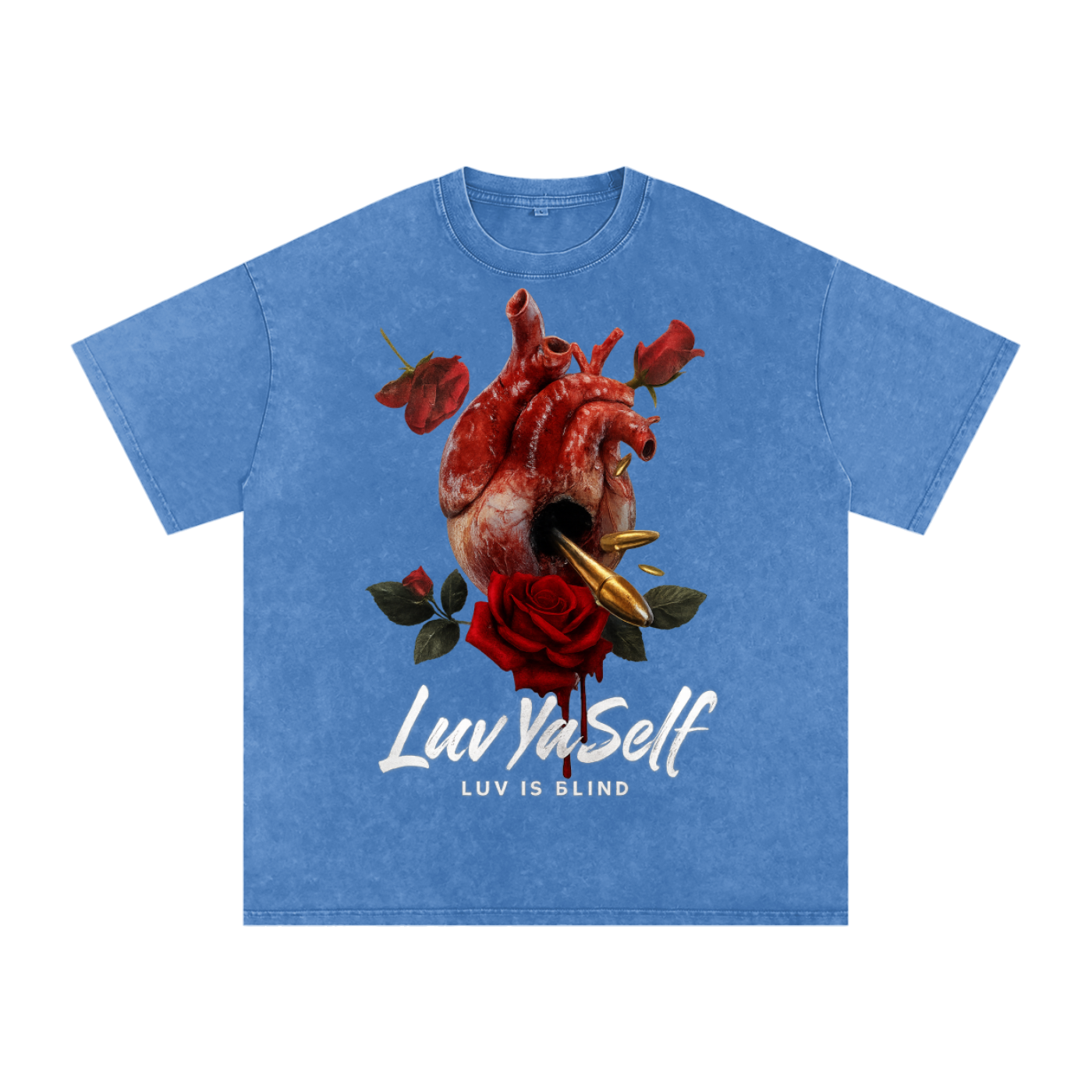 Luv is Blind Snow Washed Oversized Cotton T-Shirt