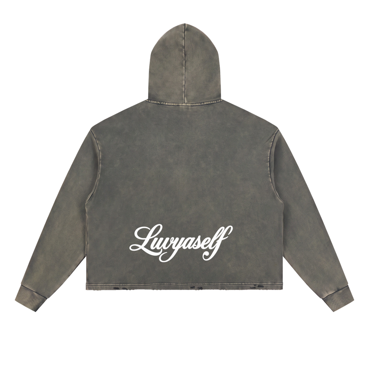 Vintage Washed Frayed-Hem Hoodie