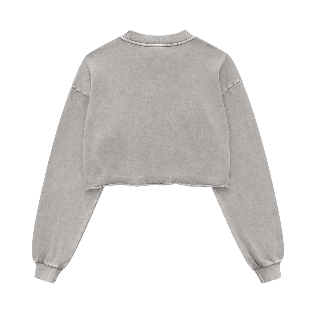 LUVYASELF - Washed Raw-Edge Cropped Crew Neck Sweatshirt（380GSM）