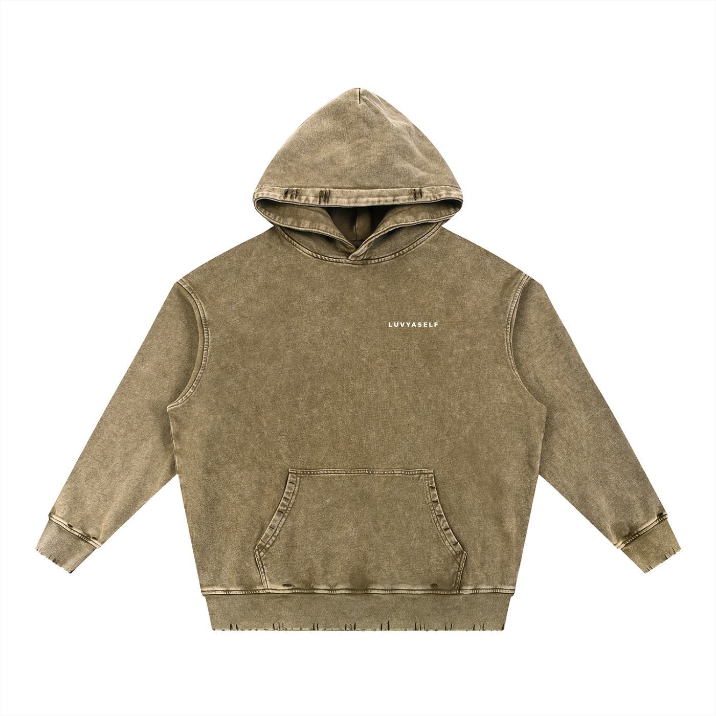 Uniform Snow Wash Hand-Frayed Heavyweight  Hoodie