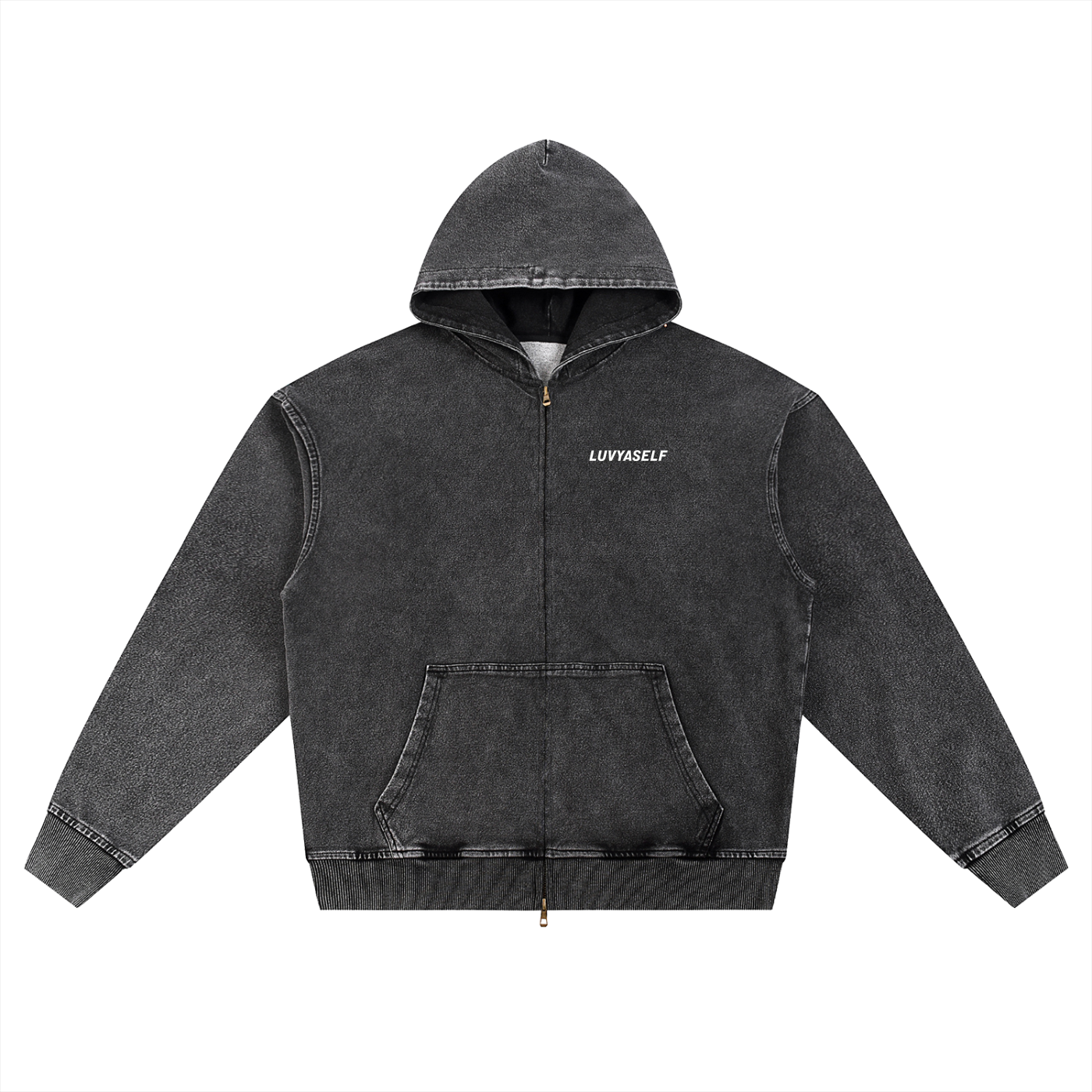 LUVYASELF - Snow Wash Oversized Zip-Up Hoodie