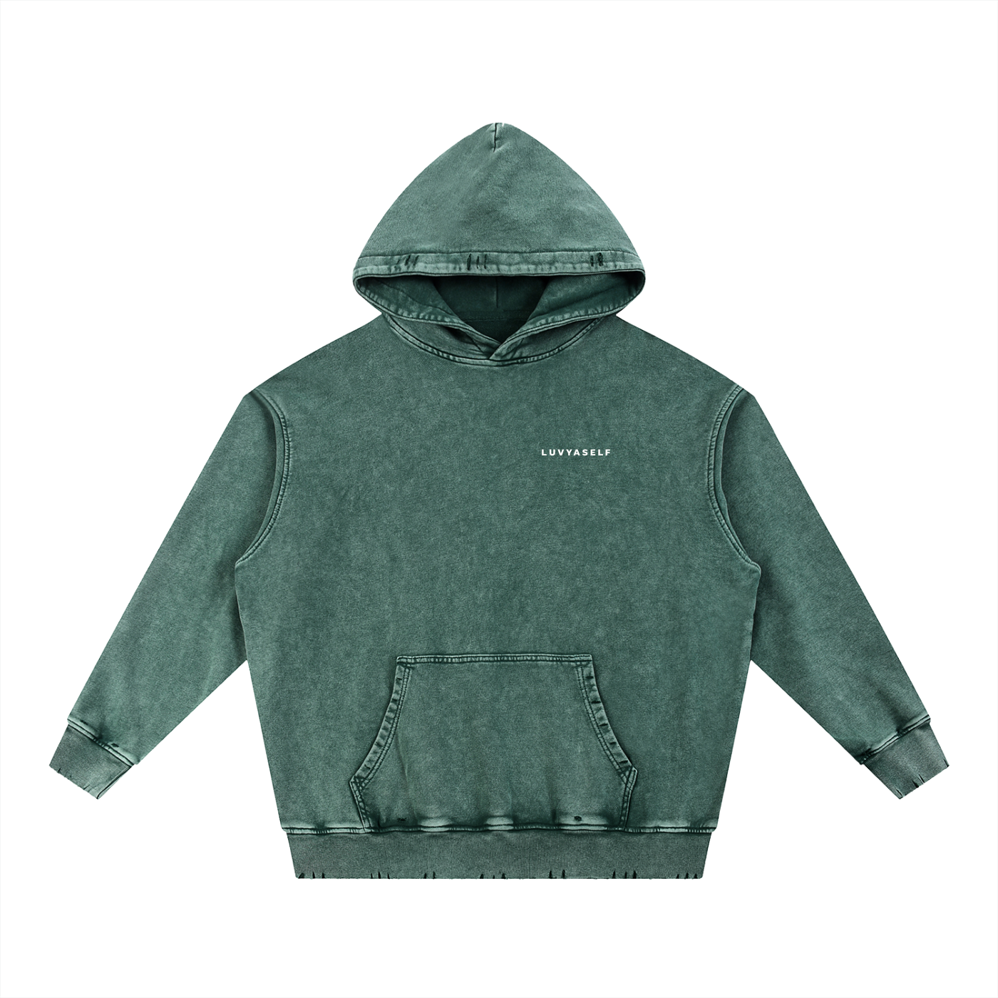 Uniform Snow Wash Hand-Frayed Heavyweight  Hoodie