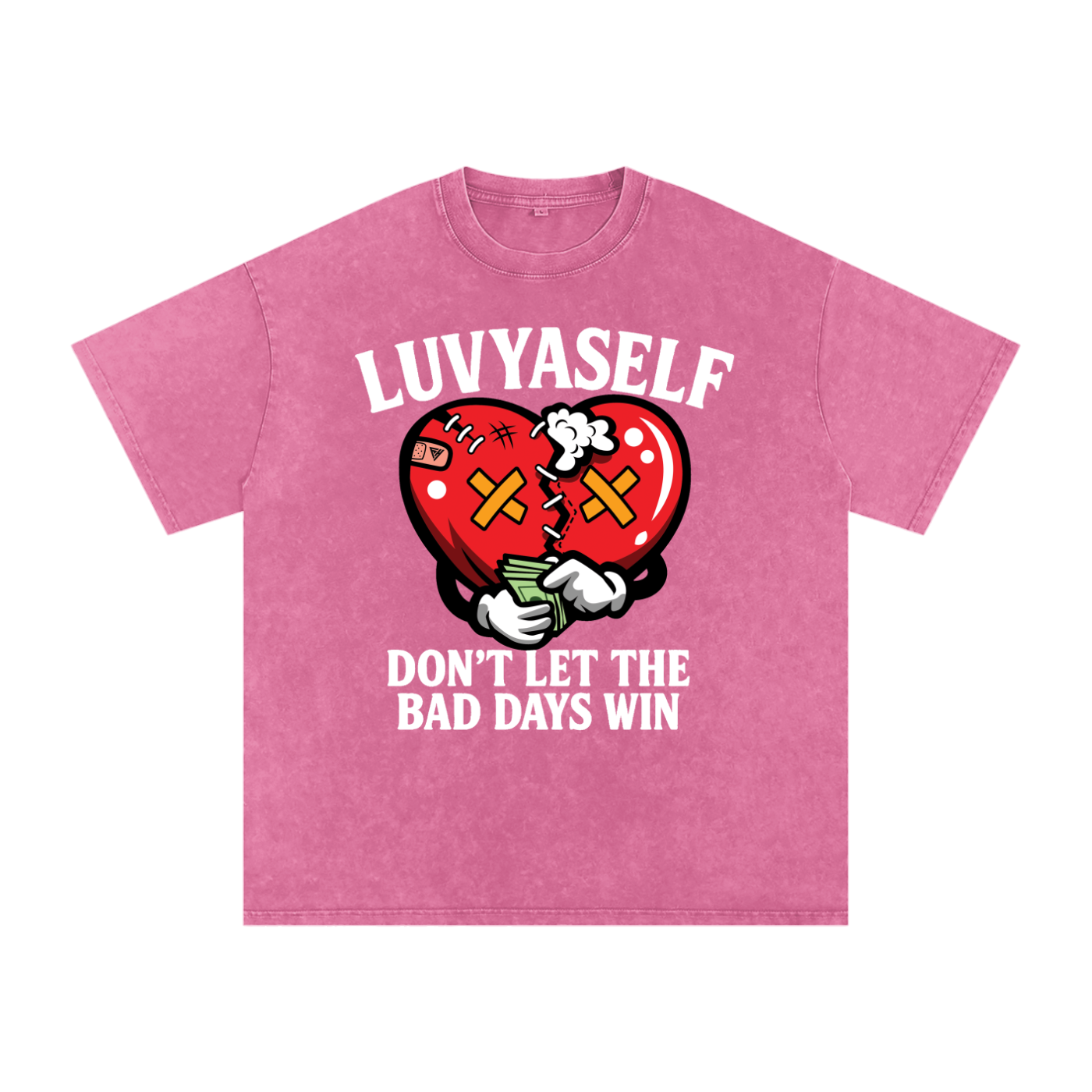 “Don’t Let the Bad Days Win” Snow Wash Oversize Cotton T-Shirt – 250 GSM / 7.4 0z