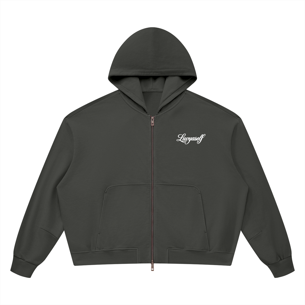 Unisex Vintage Wash Boxy Full Zip Hoodie