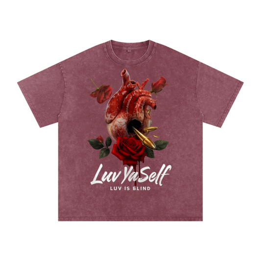 LUVYASELF - LUV IS BLIND - Snow Washed Oversized Cotton T-Shirt