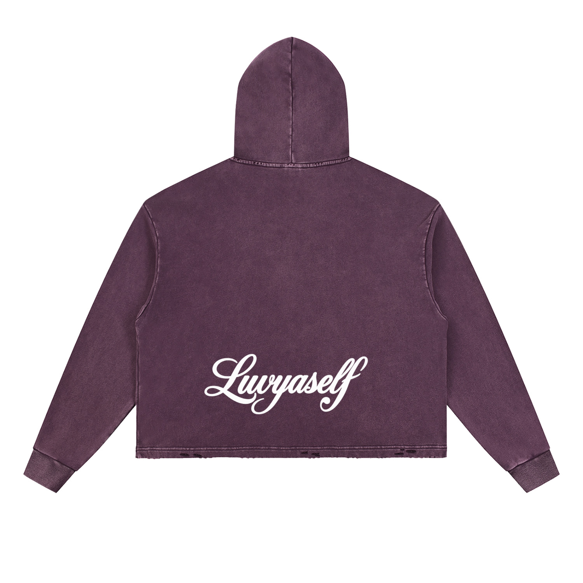Vintage Washed Frayed-Hem Hoodie