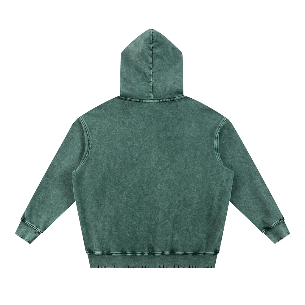 Uniform Snow Wash Hand-Frayed Heavyweight  Hoodie