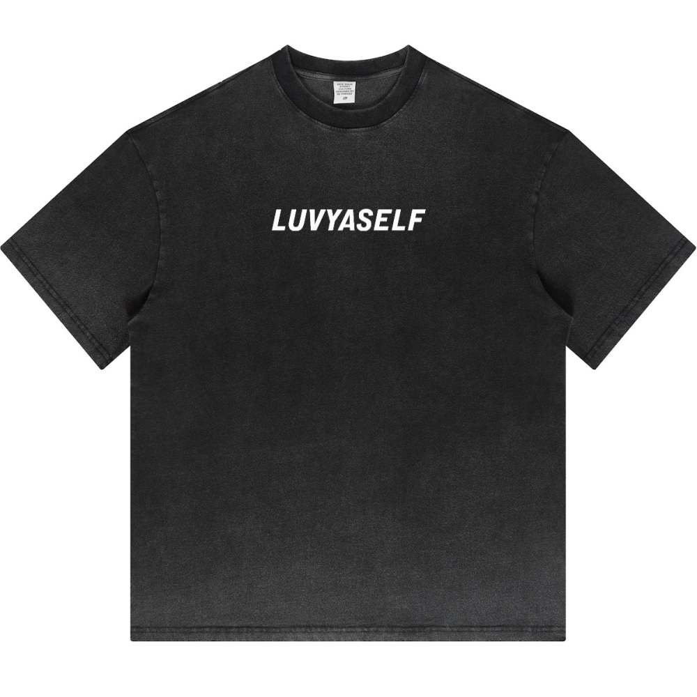 LUVYASELF - Dopamine Dressing Washed Gradient Stir Fried T-shirt(255GSM)
