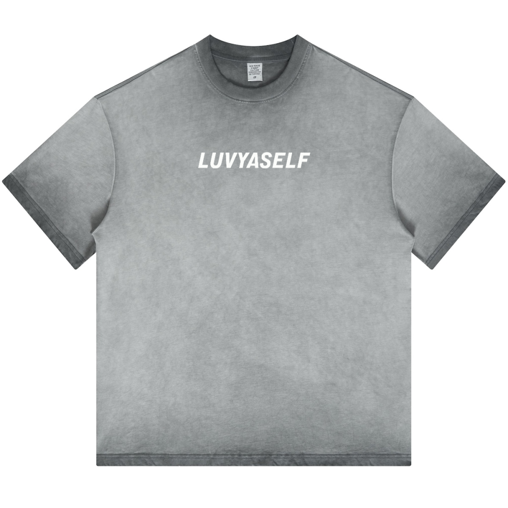 LUVYASELF - Dopamine Dressing Washed Gradient Stir Fried T-shirt(255GSM)