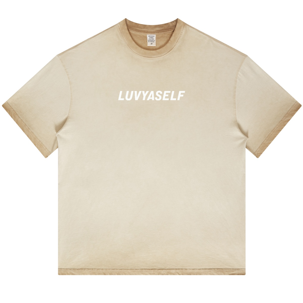 LUVYASELF - Dopamine Dressing Washed Gradient Stir Fried T-shirt(255GSM)