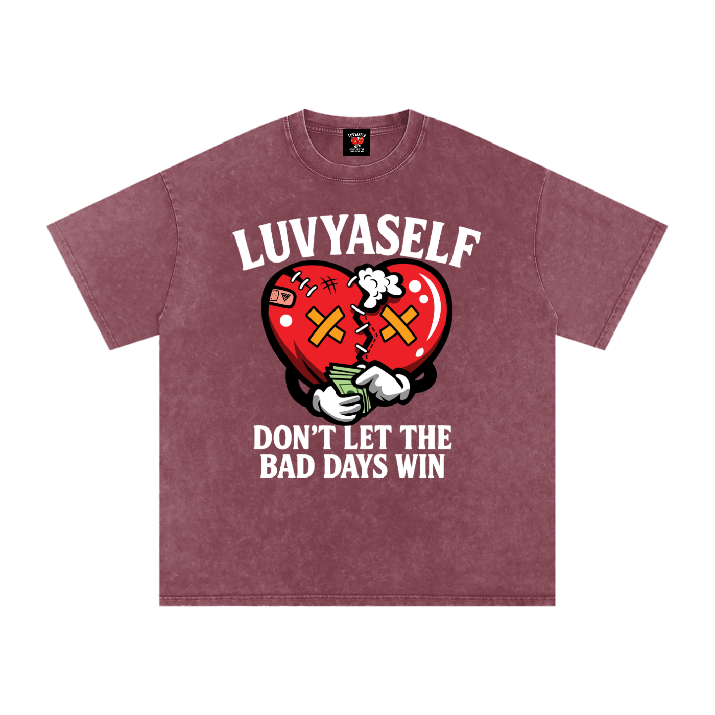 “Don’t Let the Bad Days Win” Snow Wash Oversize Cotton T-Shirt – 250 GSM / 7.4 0z