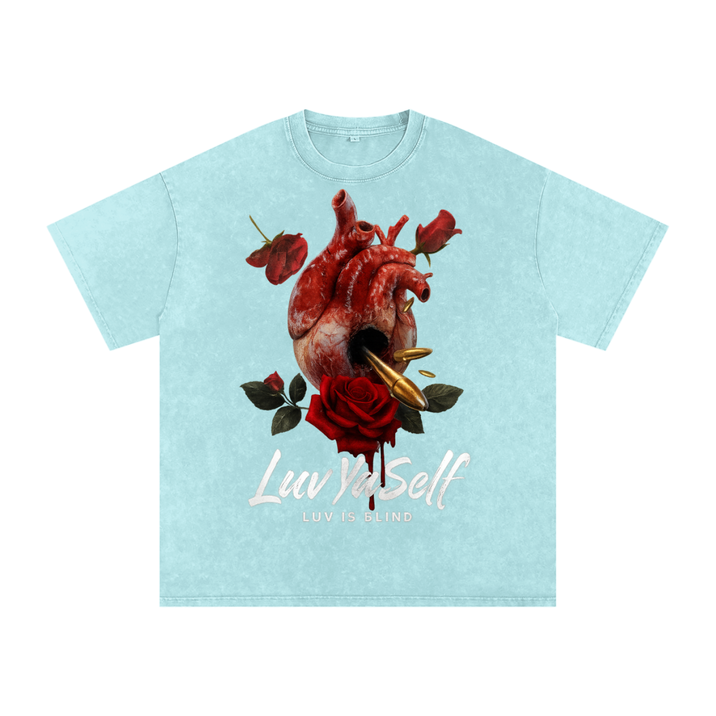 Luv is Blind Snow Washed Oversized Cotton T-Shirt