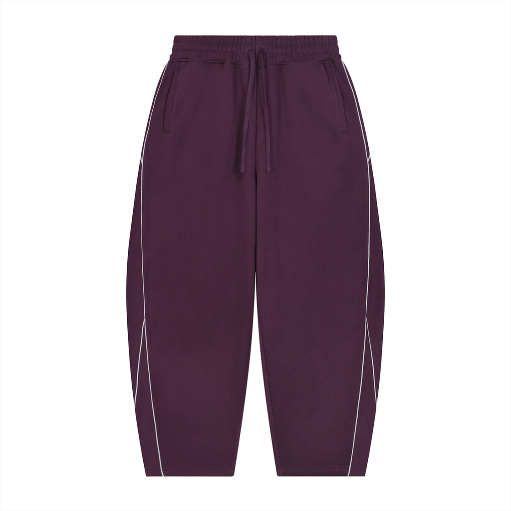 Unisex Piping Fleece Barrel Leg Sweatpants
