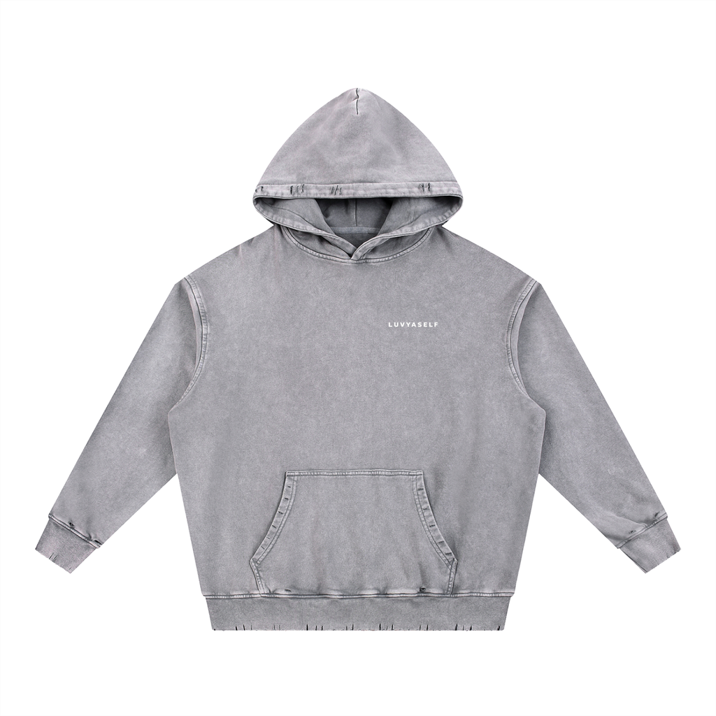 Uniform Snow Wash Hand-Frayed Heavyweight  Hoodie