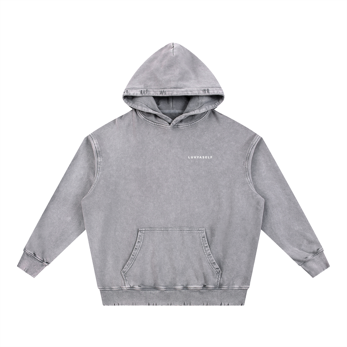 Uniform Snow Wash Hand-Frayed Heavyweight  Hoodie