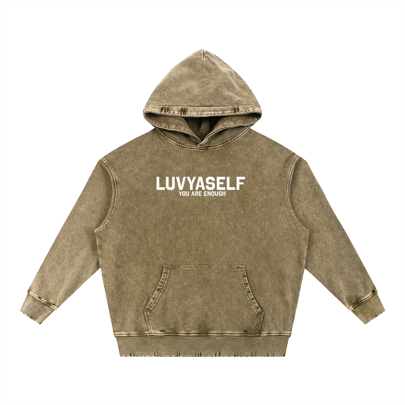 LUVYASELF Snow Wash Hand-Frayed Heavyweight  Hoodie