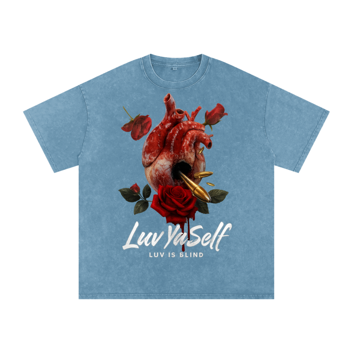 Luv is Blind Snow Washed Oversized Cotton T-Shirt