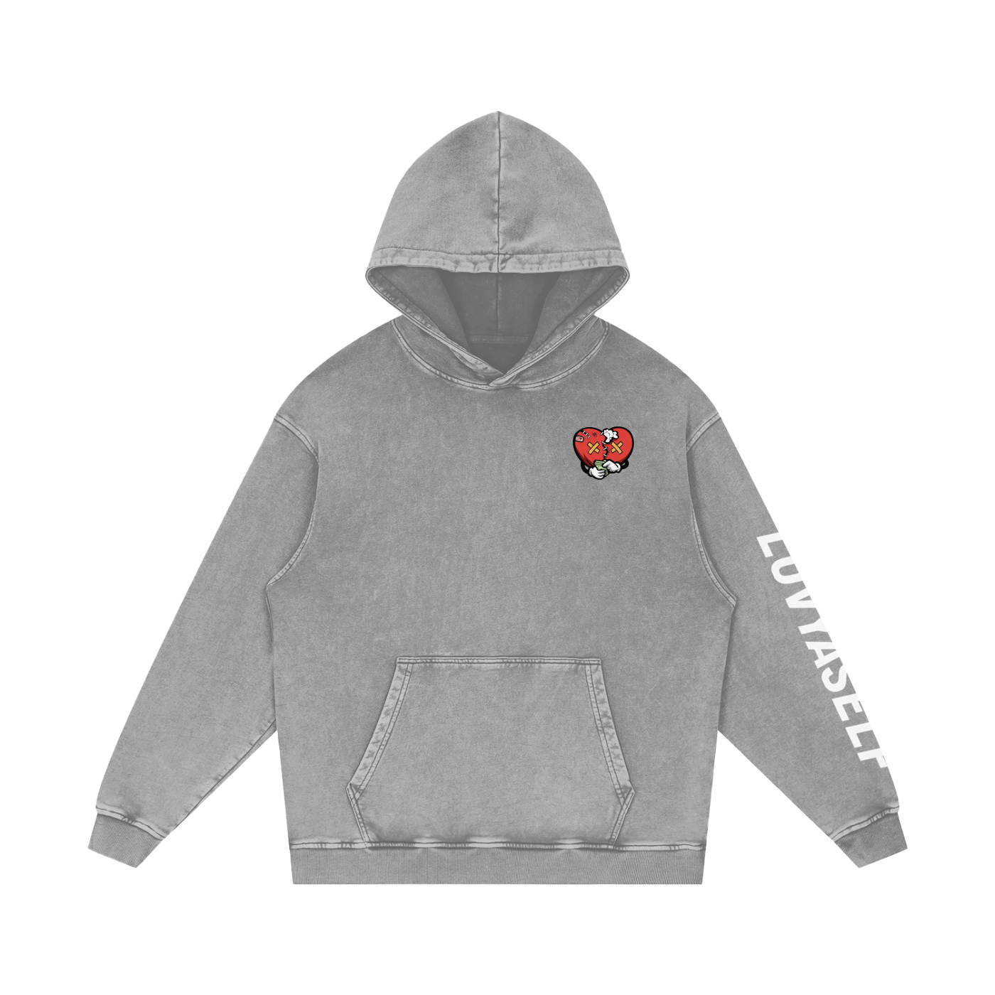 LUVYASELF - Snow Washed Loose Cotton Hoodie