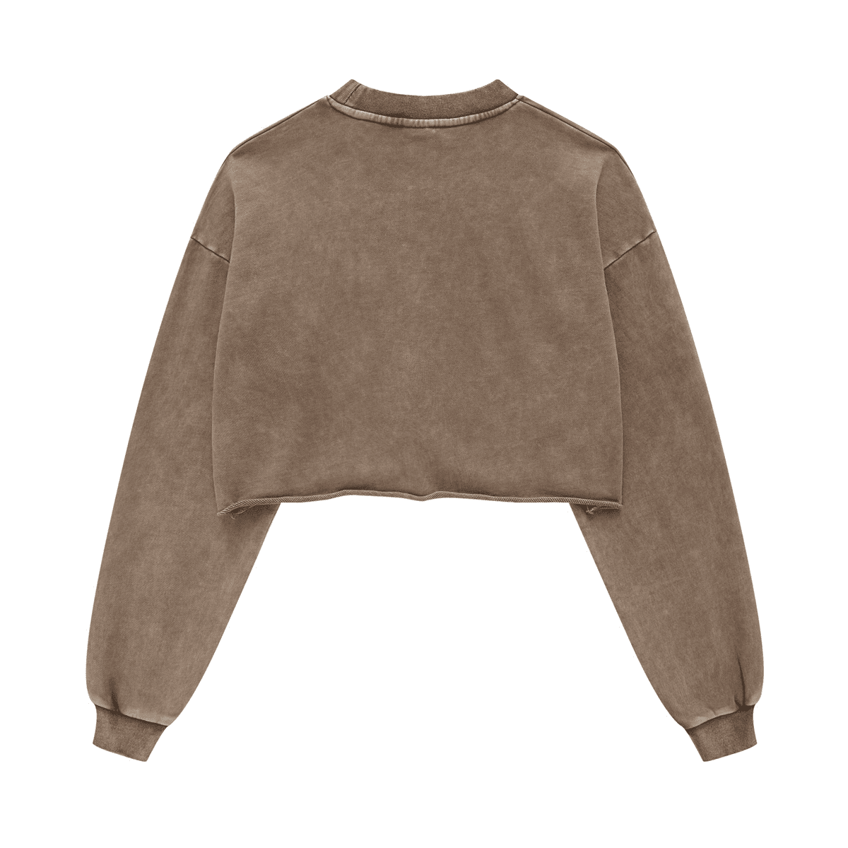 LUVYASELF - Washed Raw-Edge Cropped Crew Neck Sweatshirt（380GSM）