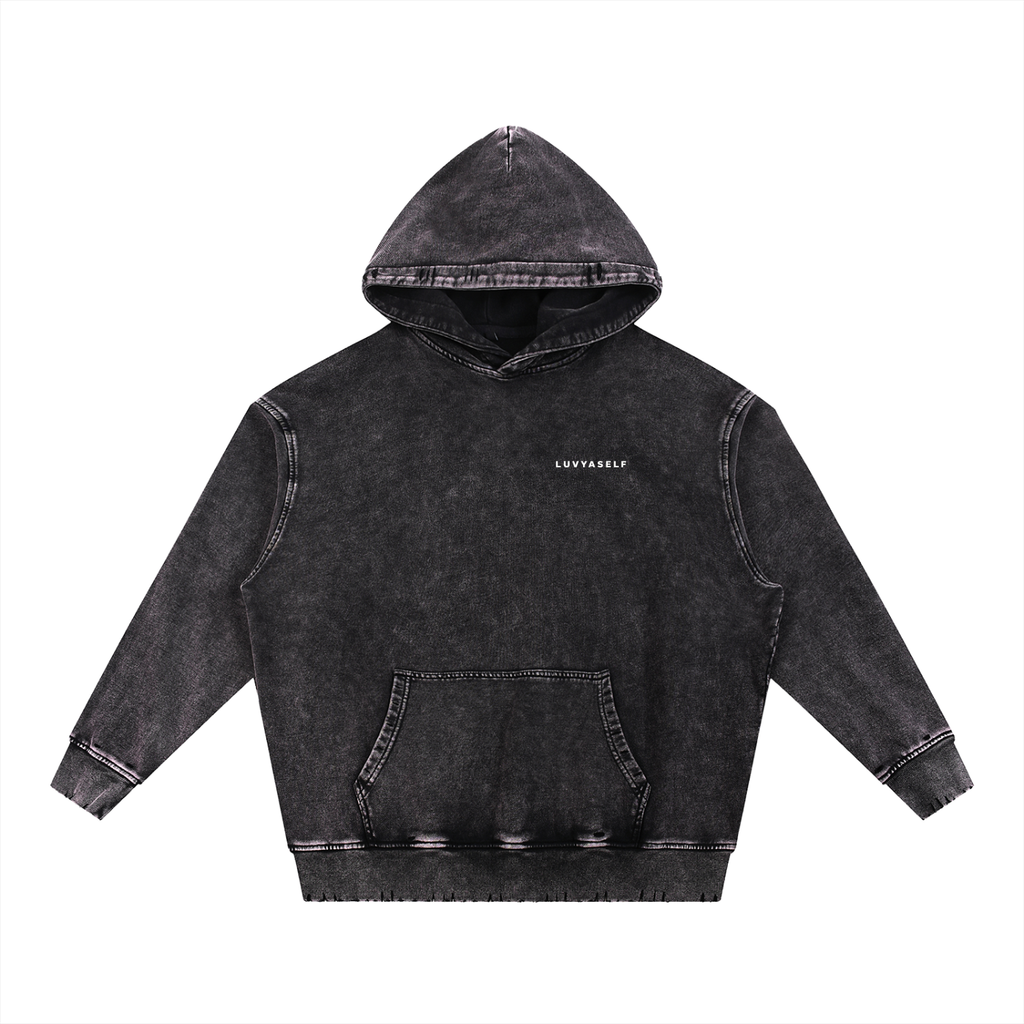 Uniform Snow Wash Hand-Frayed Heavyweight  Hoodie