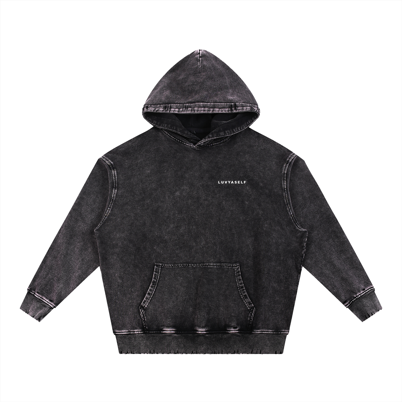 Uniform Snow Wash Hand-Frayed Heavyweight  Hoodie