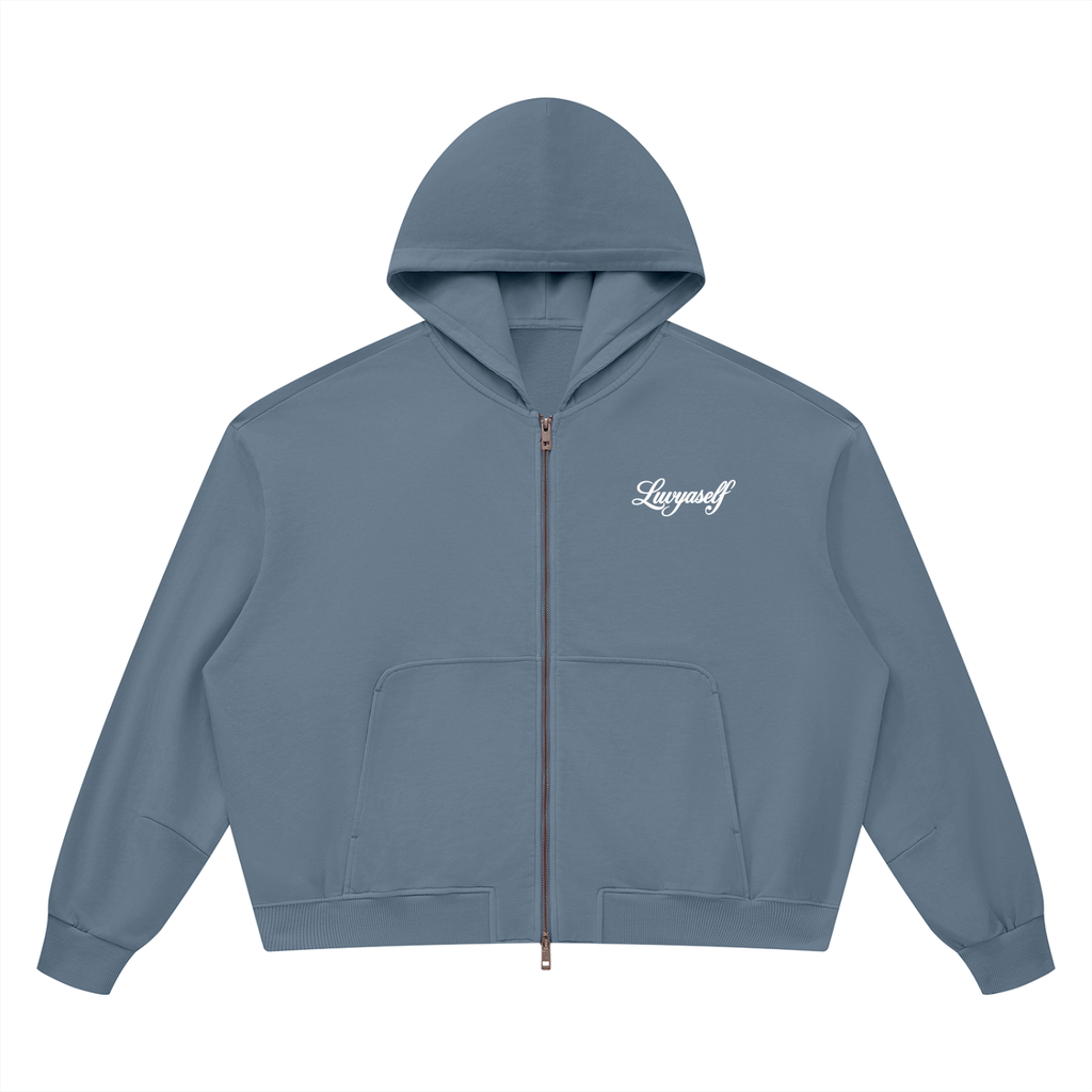 Unisex Vintage Wash Boxy Full Zip Hoodie